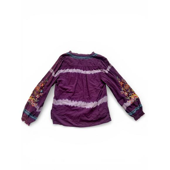 Sundance Tripoli Floral Embroidered Purple Tie-Dye Long Sleeve Top XS Women's - Picture 6 of 7
